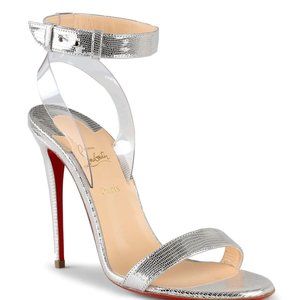 CHRISTIAN LOUBOUTIN Jonatina 100 silver leather sandals